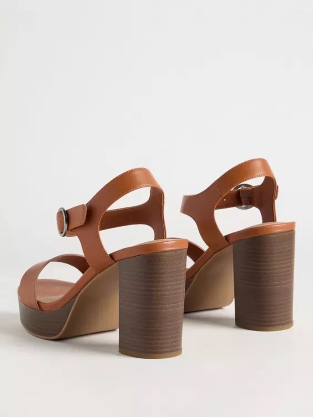 torrid Cognac Platform Block Heel Sandals with Ankle Strap